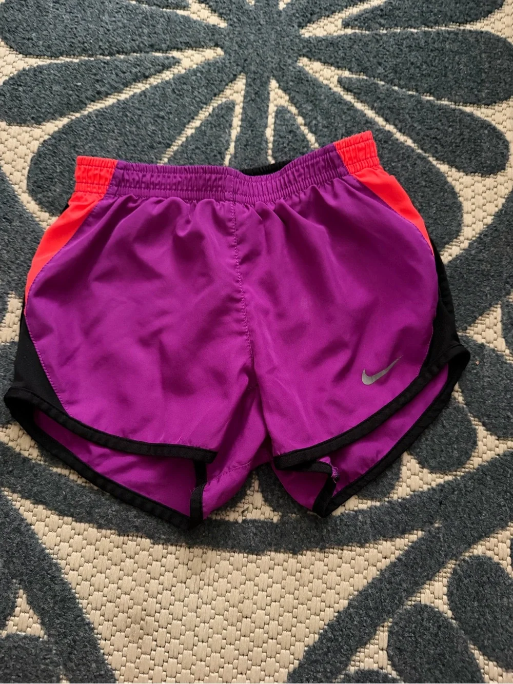 Bundle of Nike Girls Teal and Purple Wave-Print Athletic Shorts and Magenta